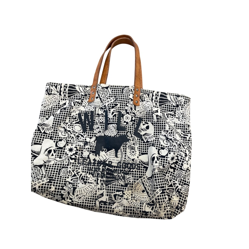Will Leather Goods Reversible Canvas Tote Bag Sugar Skull Dia de los Muertos